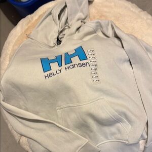 NWT Helly Hansen Light Gray Hoodie with Blue Logo